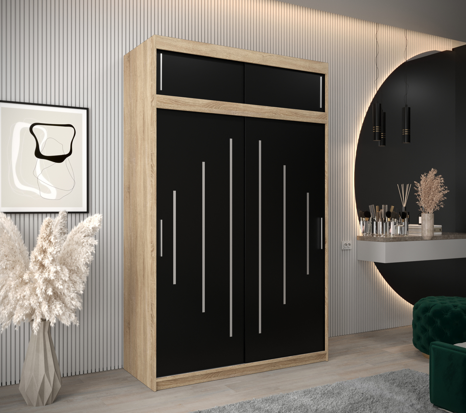 Šatní skříň Abi Y0 s nástavcem Barva korpusu: Dub - sonoma