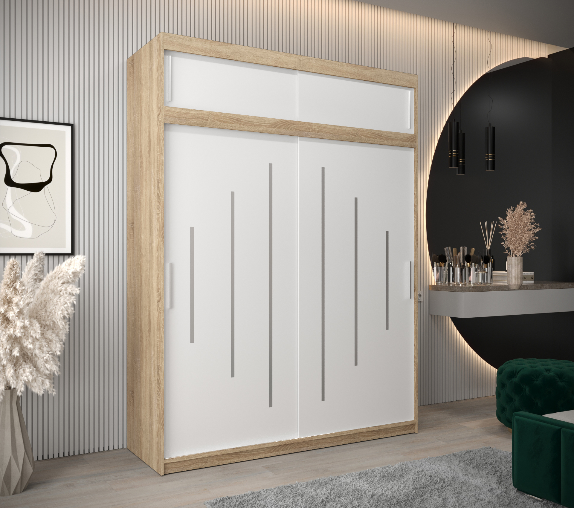 Šatní skříň Abi Y0 s nástavcem Barva korpusu: Dub - sonoma