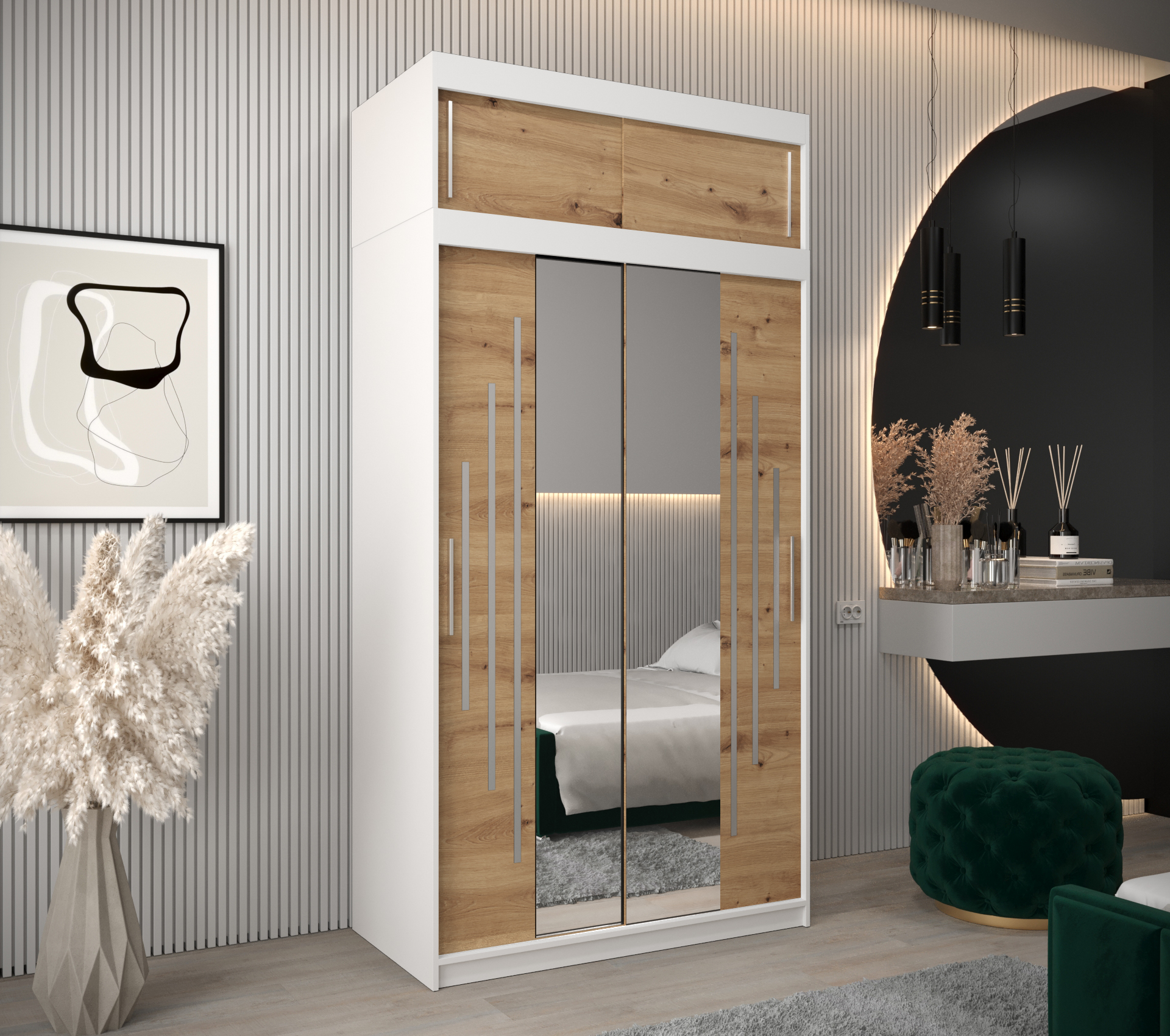 Šatní skříň Abi Y1 s nástavcem Barva korpusu: Bílá