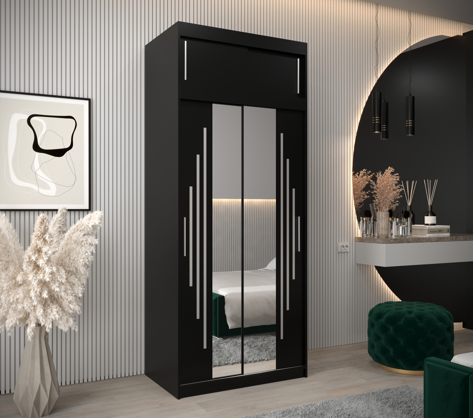 Šatní skříň Abi Y1 s nástavcem Barva korpusu: Černá