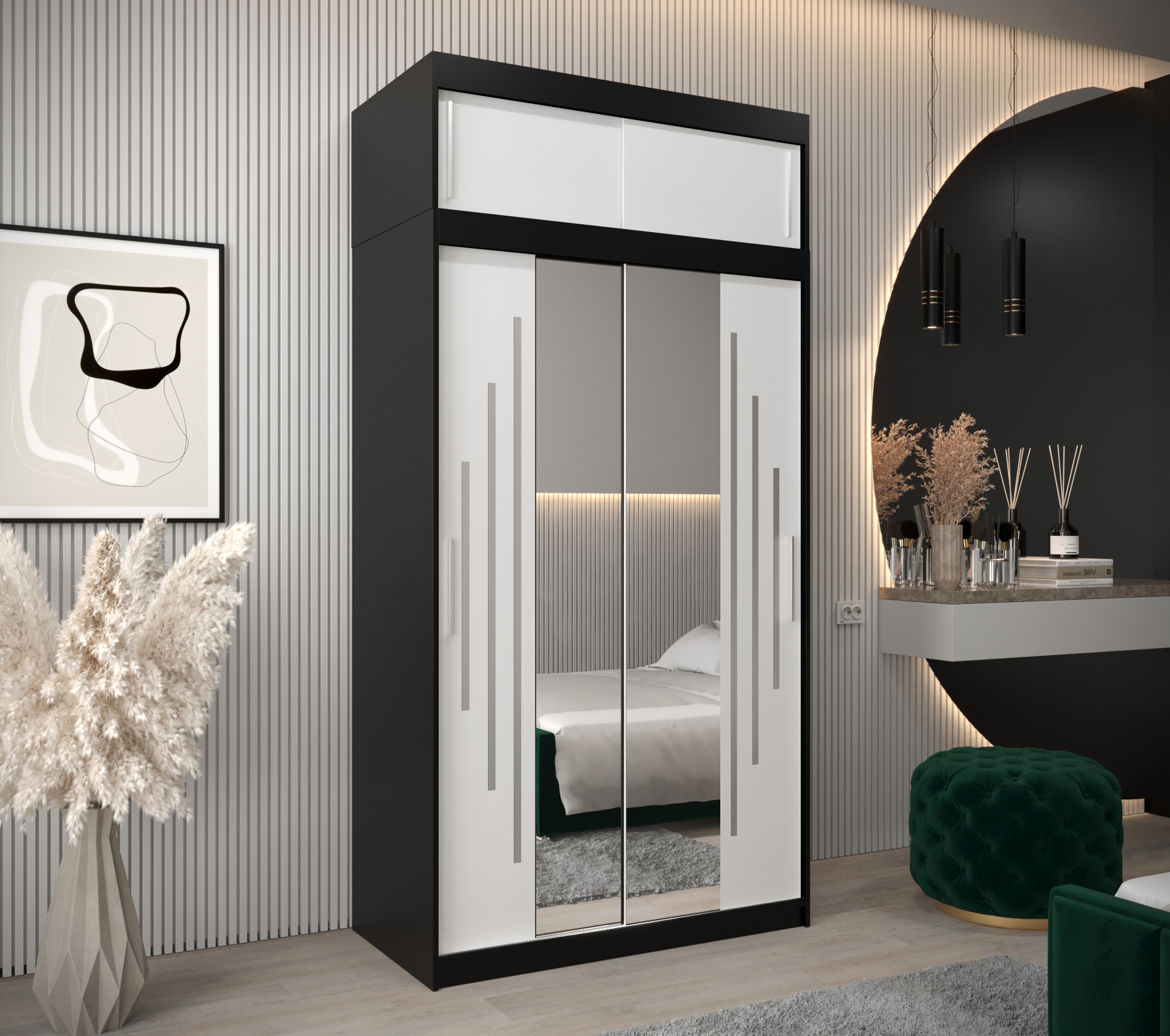 Šatní skříň Abi Y1 s nástavcem Barva korpusu: Černá