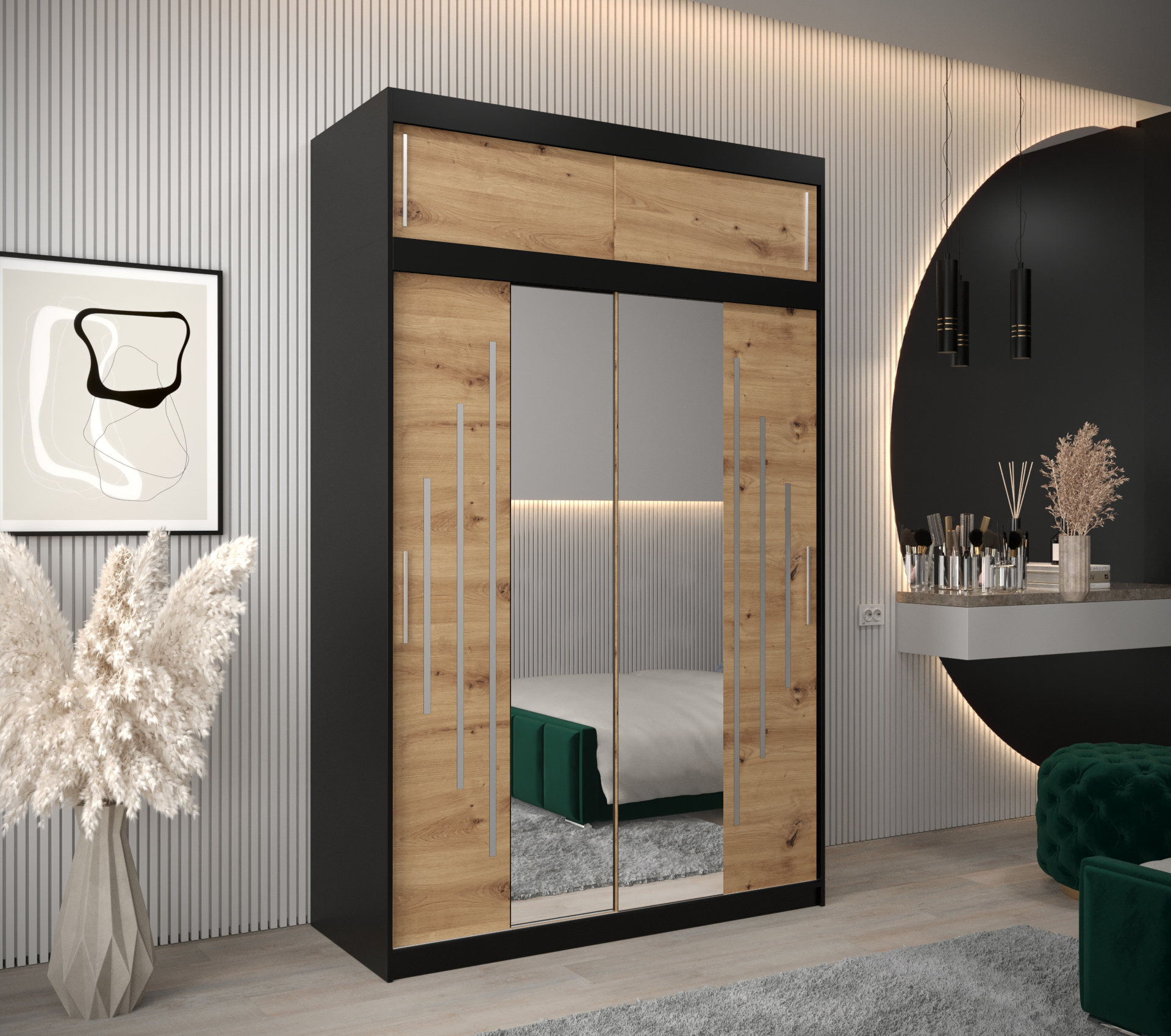 Šatní skříň Abi Y1 s nástavcem Barva korpusu: Černá