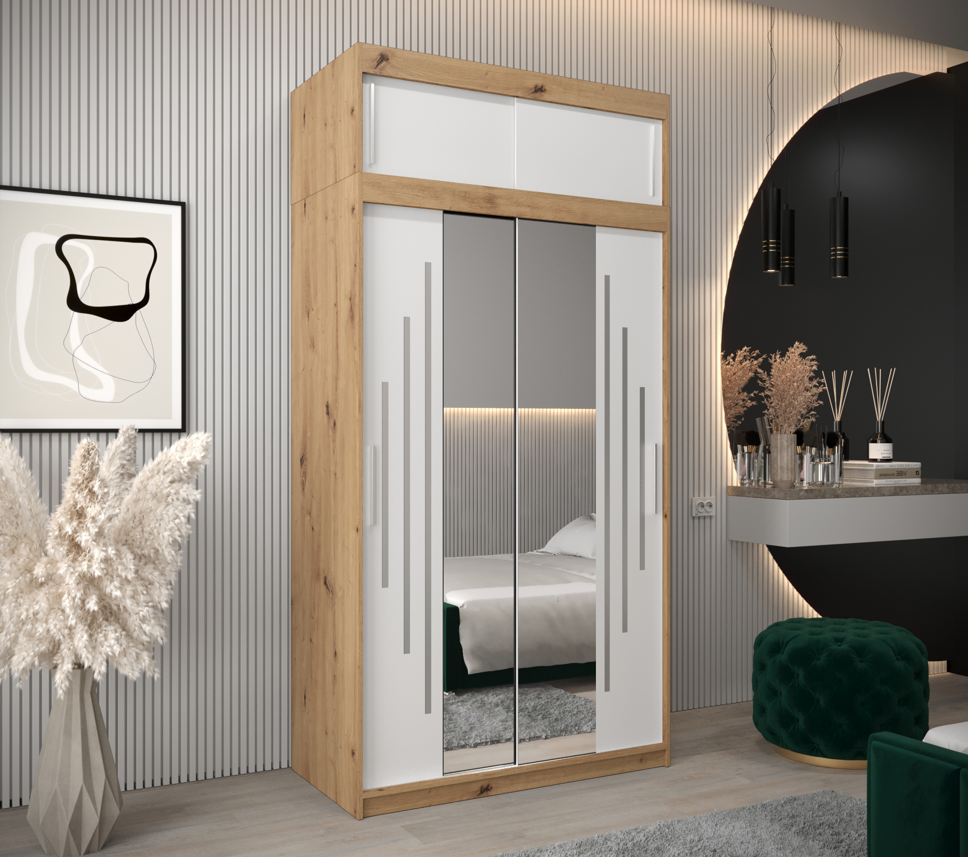 Šatní skříň Abi Y1 s nástavcem Barva korpusu: Dub - Artisan