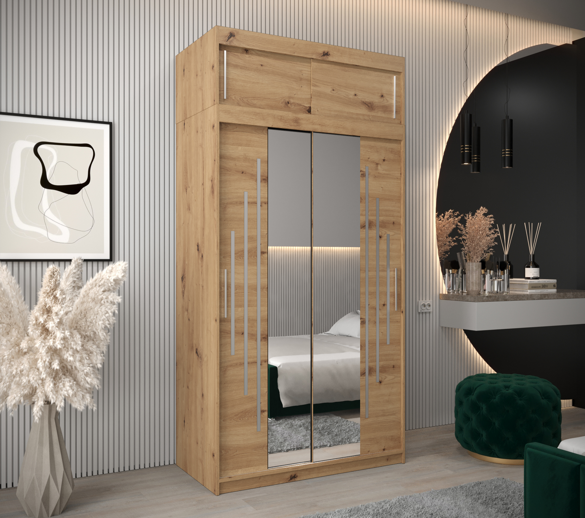 Šatní skříň Abi Y1 s nástavcem Barva korpusu: Dub - Artisan