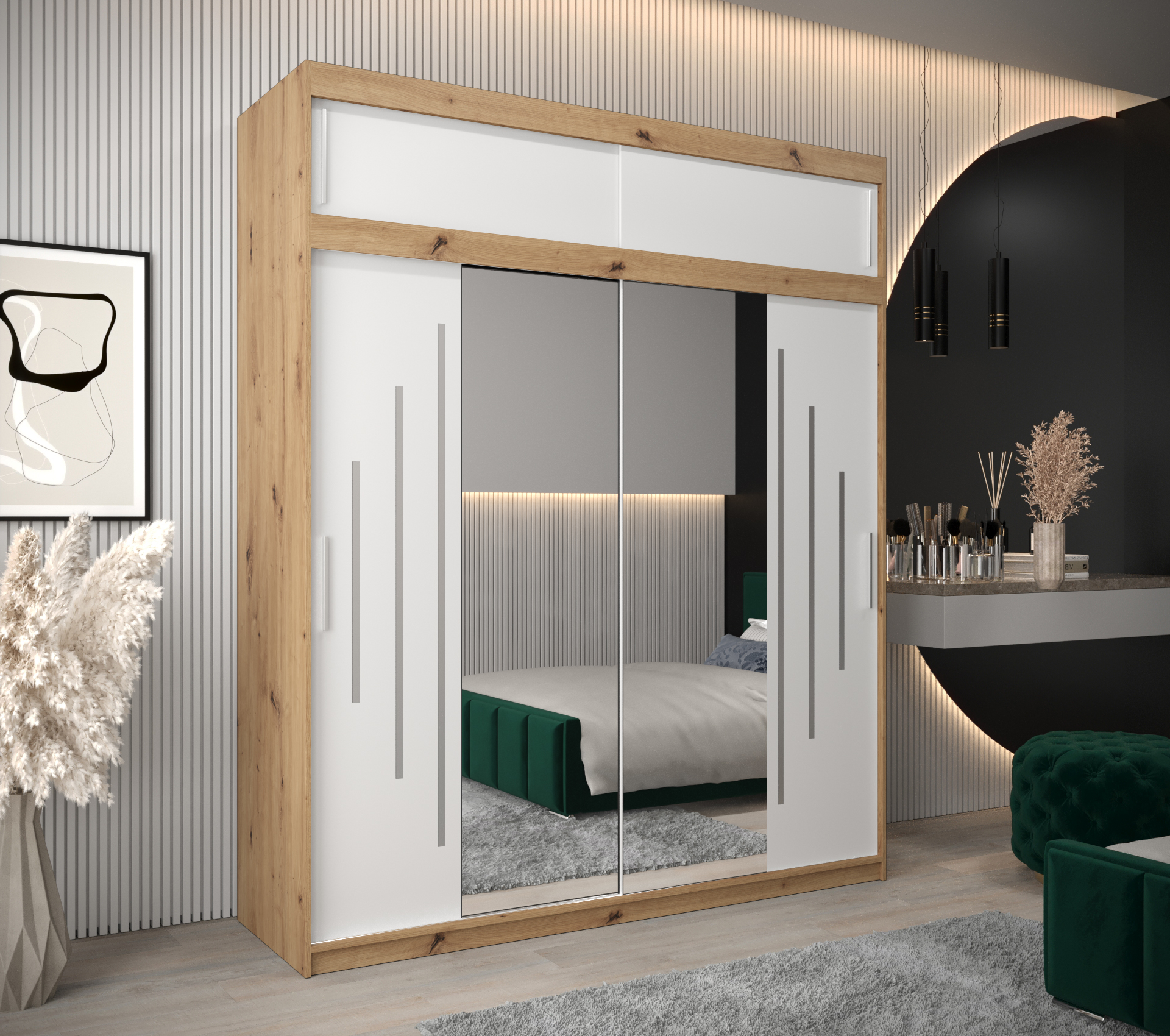 Šatní skříň Abi Y1 s nástavcem Barva korpusu: Dub - Artisan