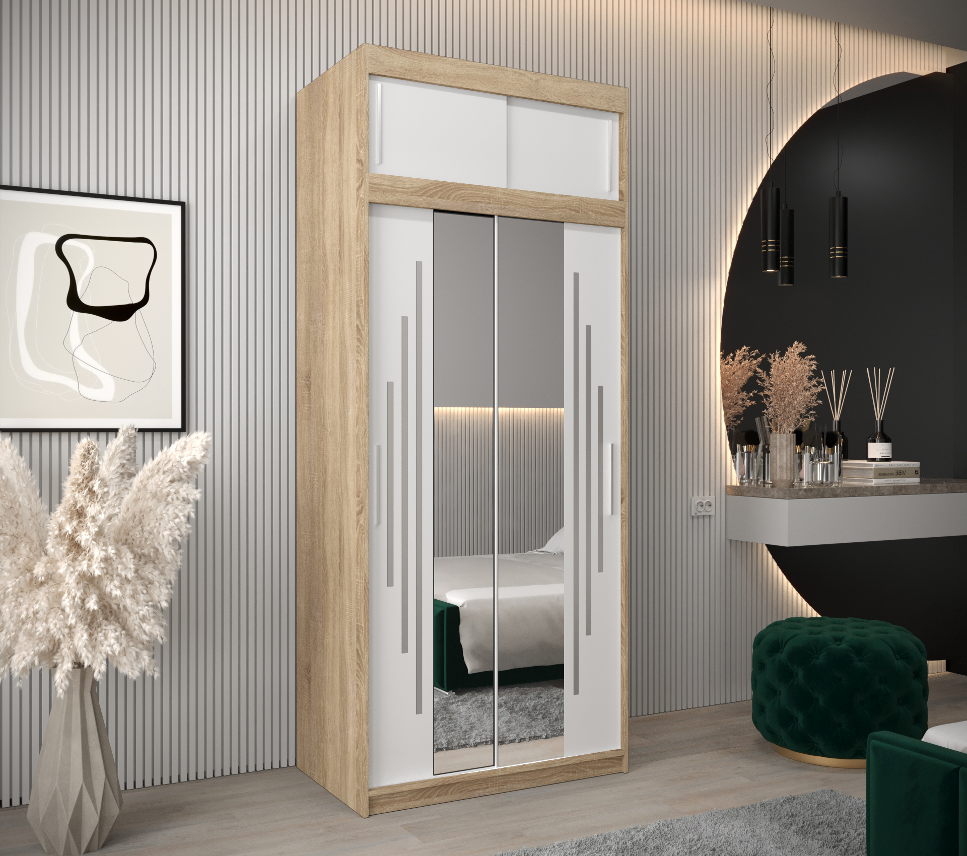 Šatní skříň Abi Y1 s nástavcem Barva korpusu: Dub - sonoma