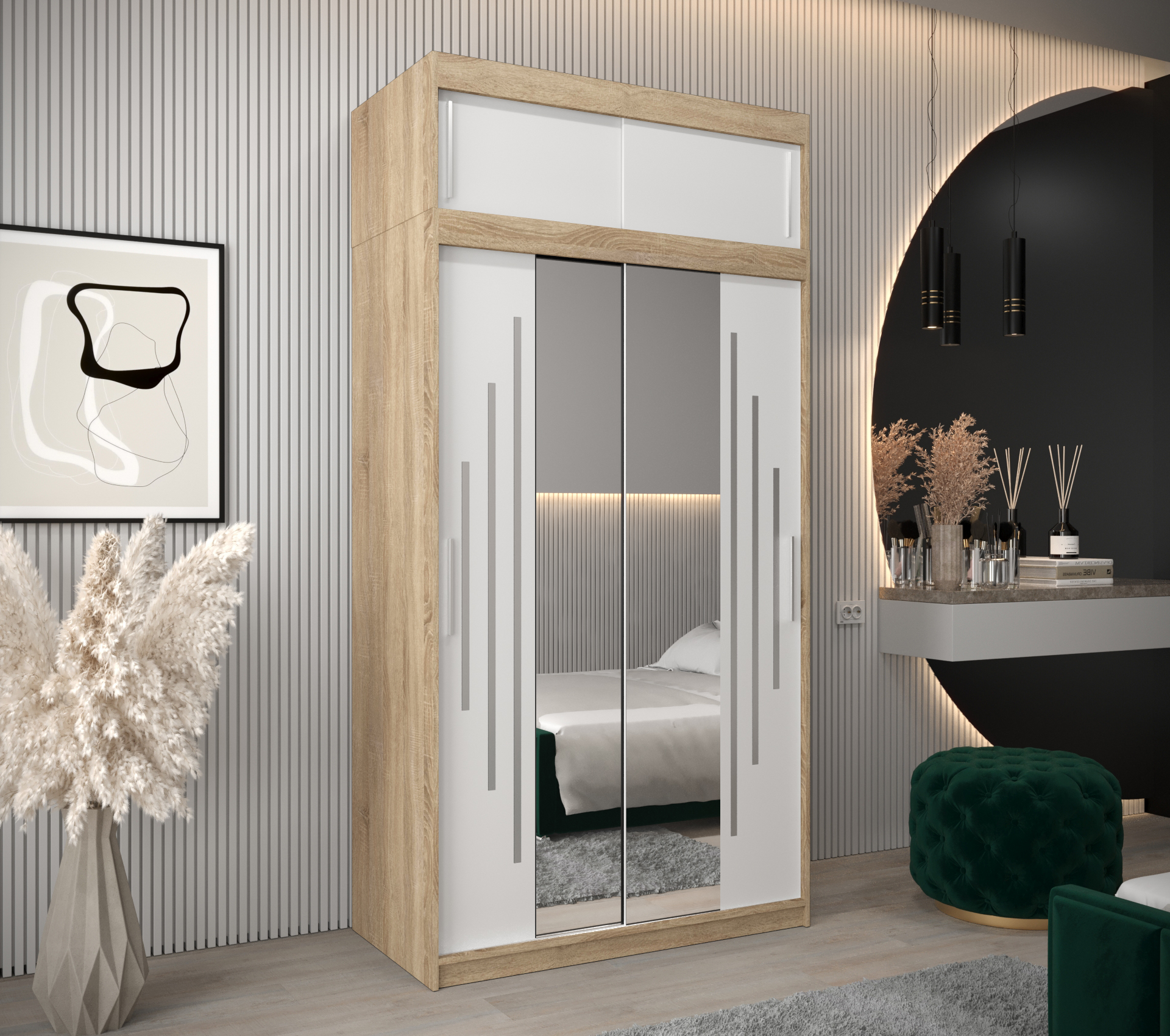 Šatní skříň Abi Y1 s nástavcem Barva korpusu: Dub - sonoma