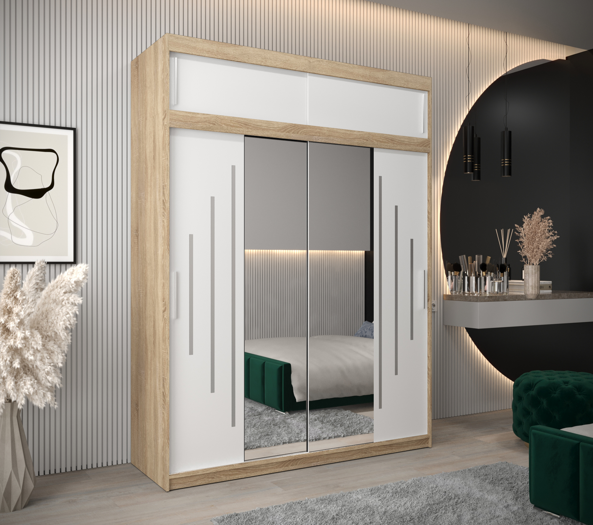 Šatní skříň Abi Y1 s nástavcem Barva korpusu: Dub - sonoma