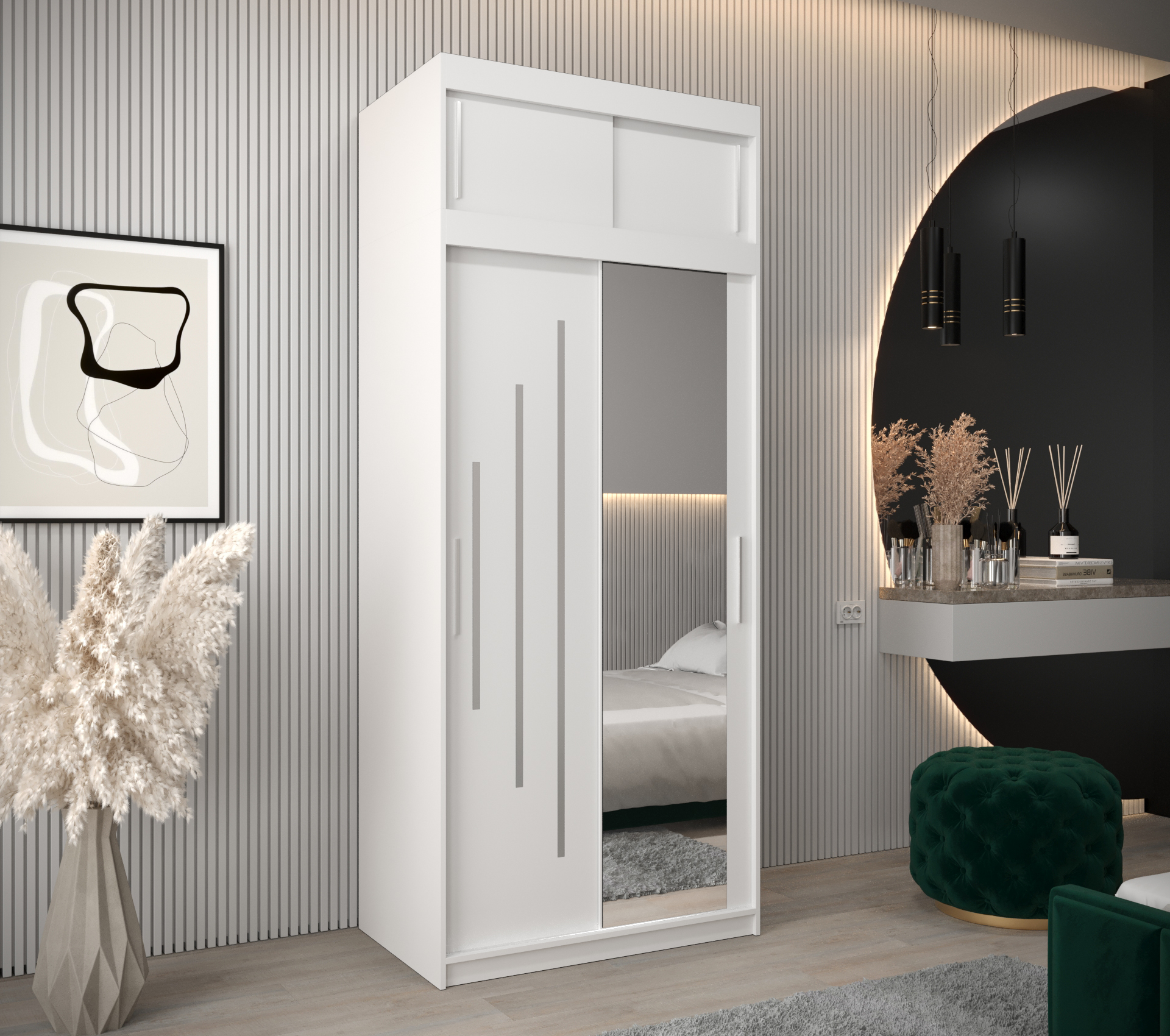 Šatní skříň Abi Y2 s nástavcem Barva korpusu: Bílá