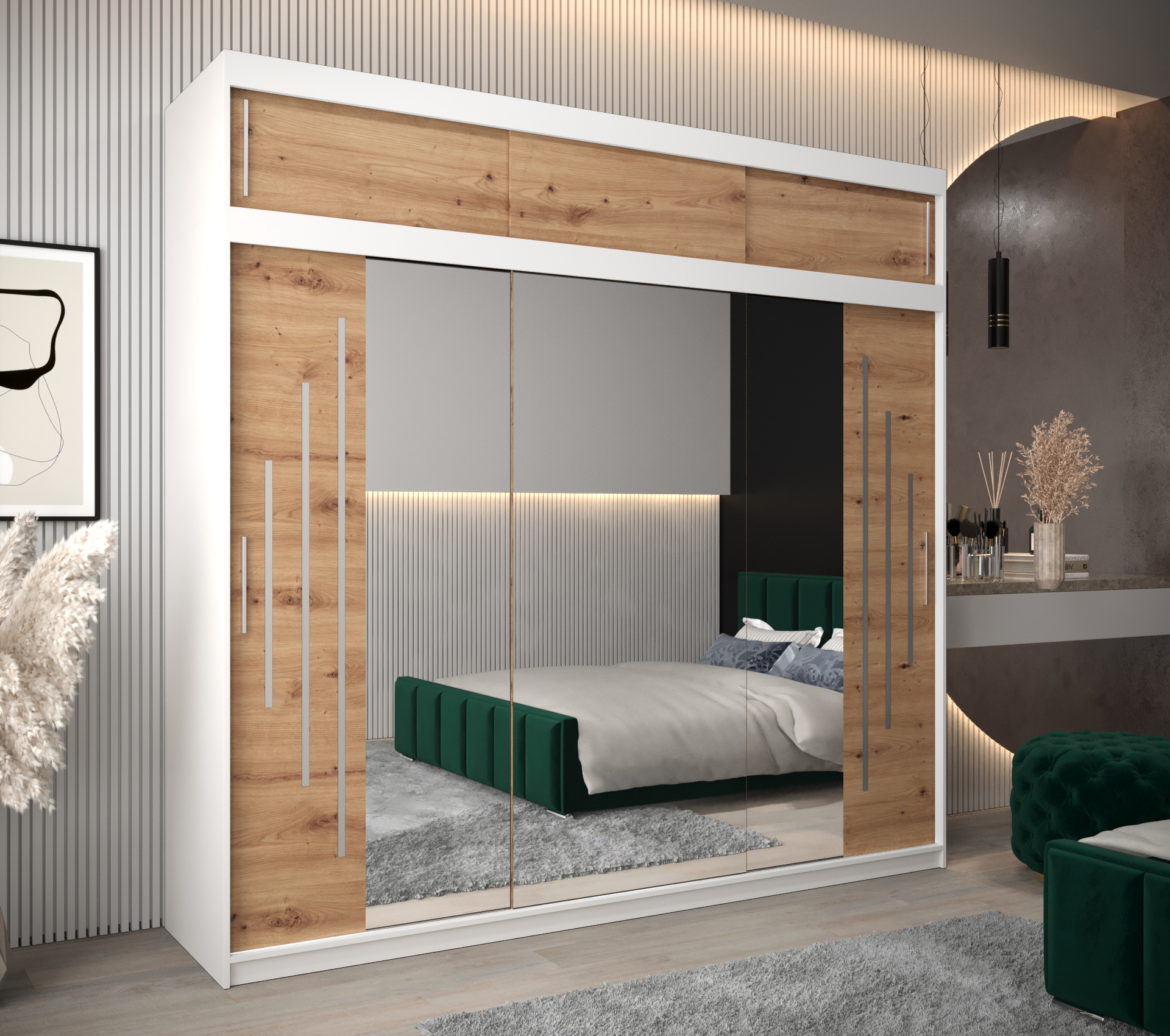 Šatní skříň Abi Y2 s nástavcem Barva korpusu: Bílá