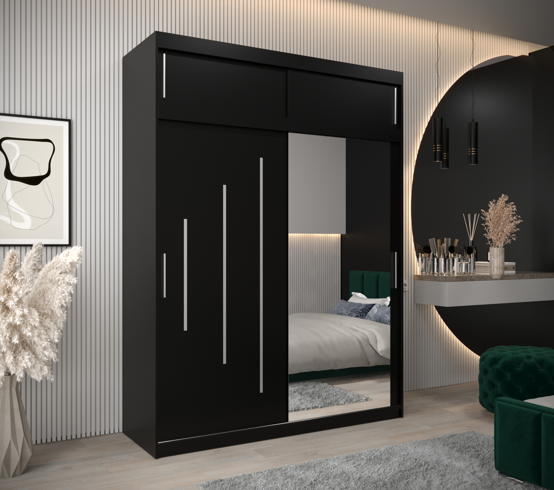 Šatní skříň Abi Y2 s nástavcem Barva korpusu: Černá