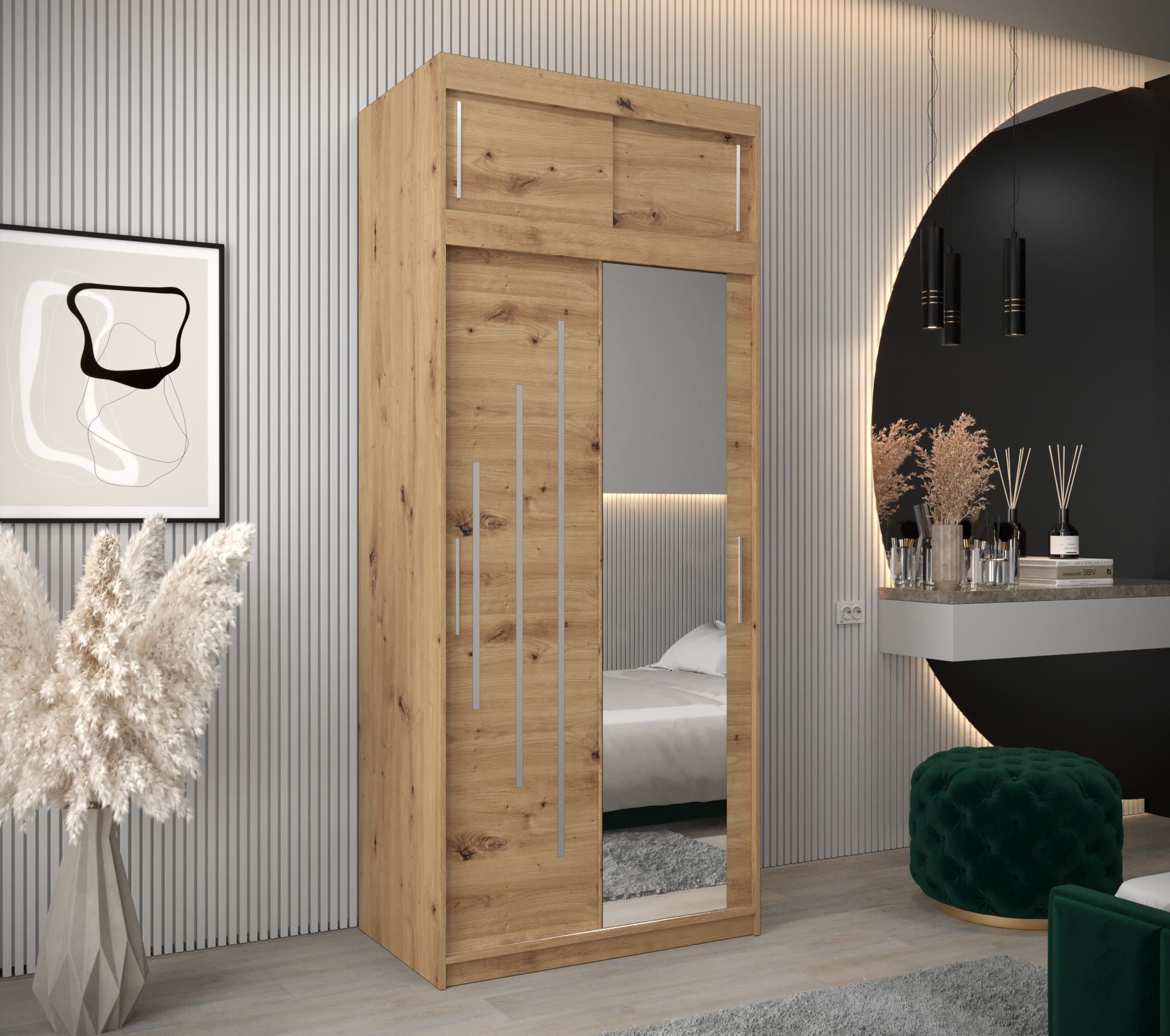 Šatní skříň Abi Y2 s nástavcem Barva korpusu: Dub - Artisan