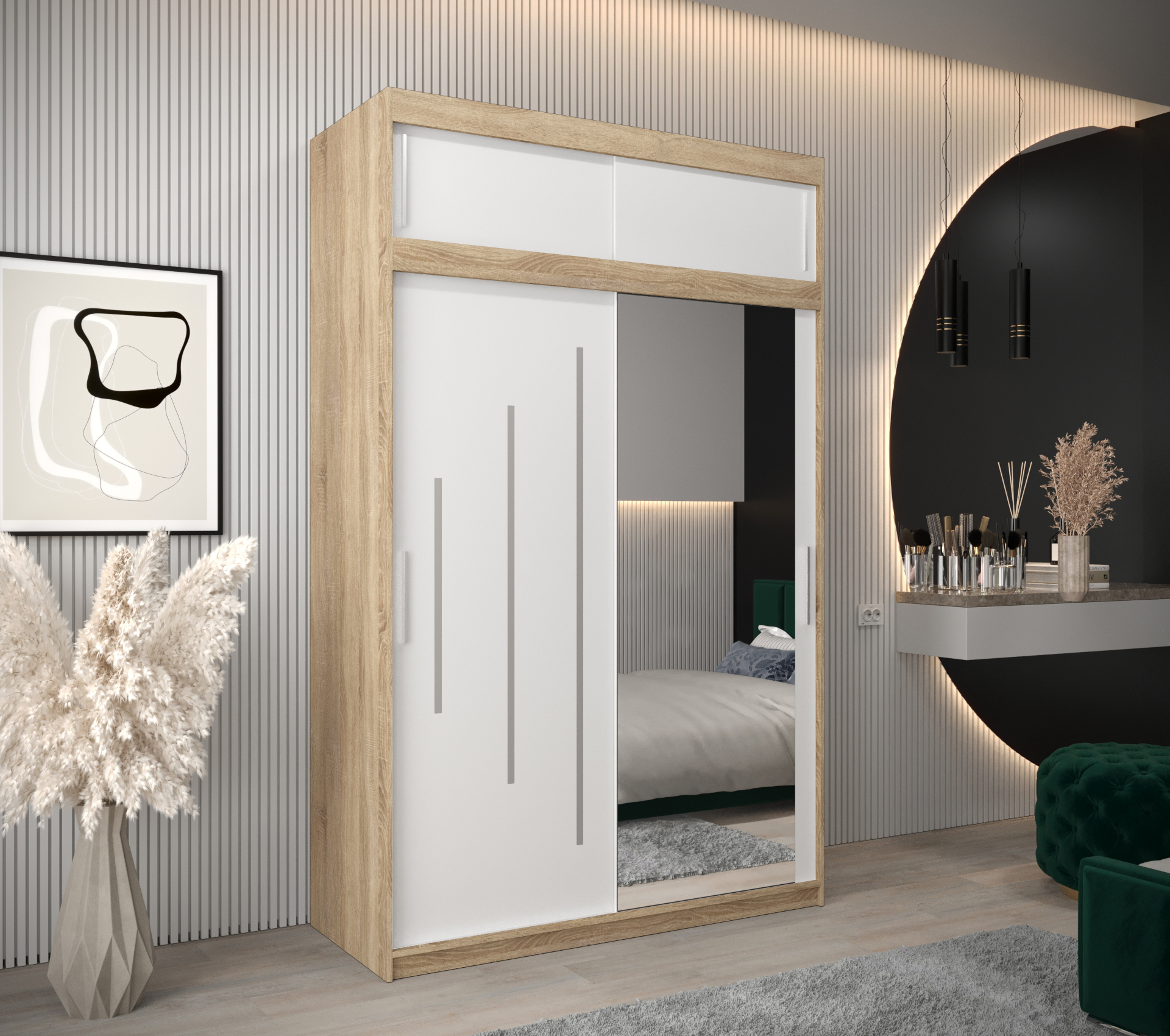 Šatní skříň Abi Y2 s nástavcem Barva korpusu: Dub - sonoma