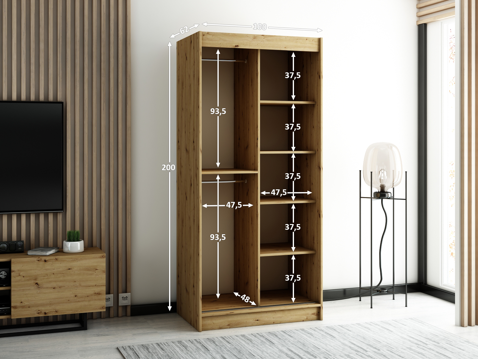 Šatní skříň Lamelo 1 Rozměry: 100 cm