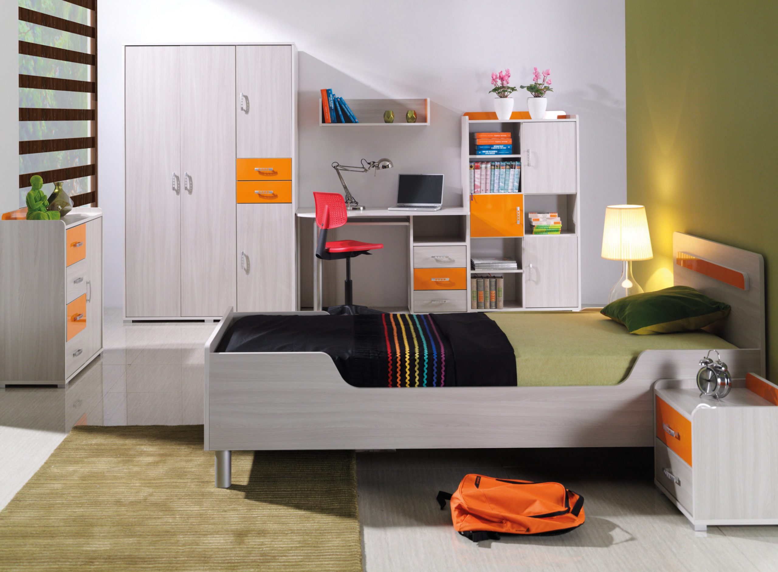 Šatní skříň Nemo 2 Barva korpusu: Jasan verona + oranžová
