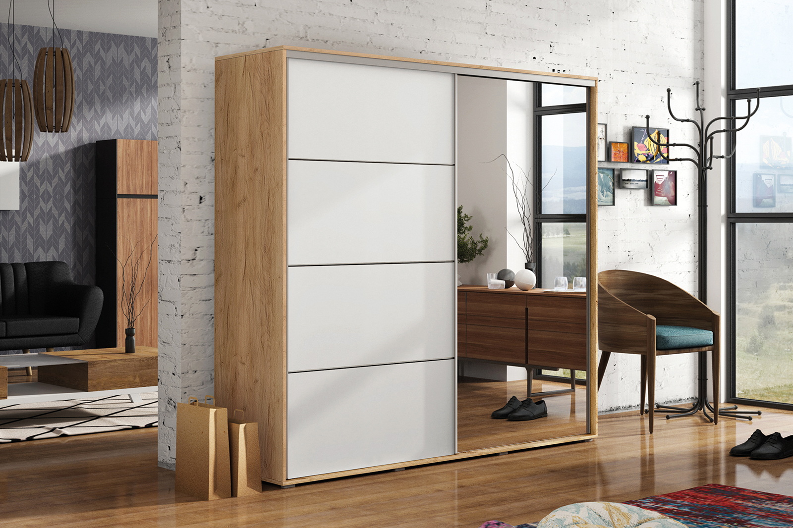 Šatní skříň Ska A12 Barva korpusu: Dub - Craft zlatý