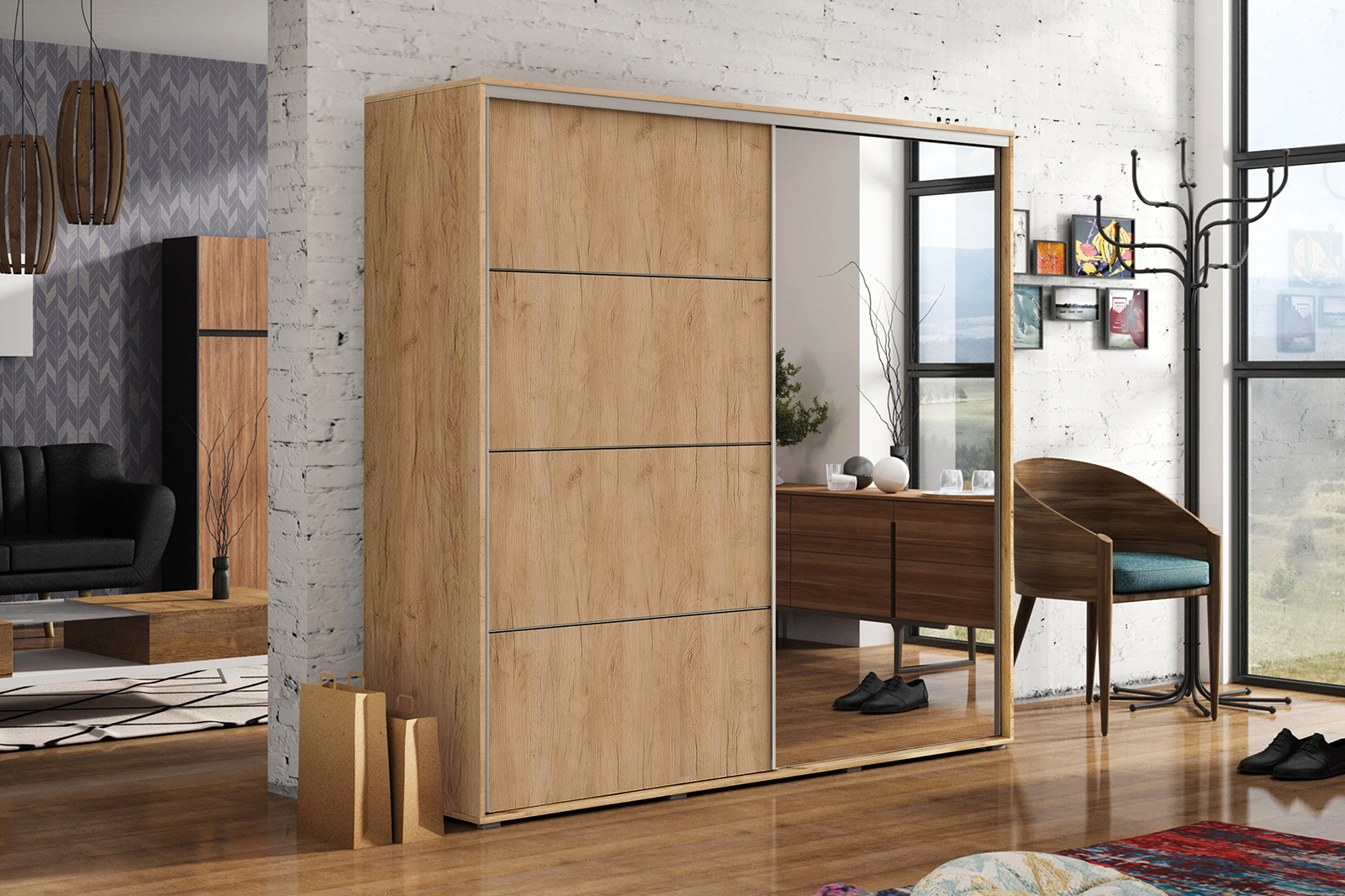 Šatní skříň Ska A12 XL Barva korpusu: Dub - Craft zlatý