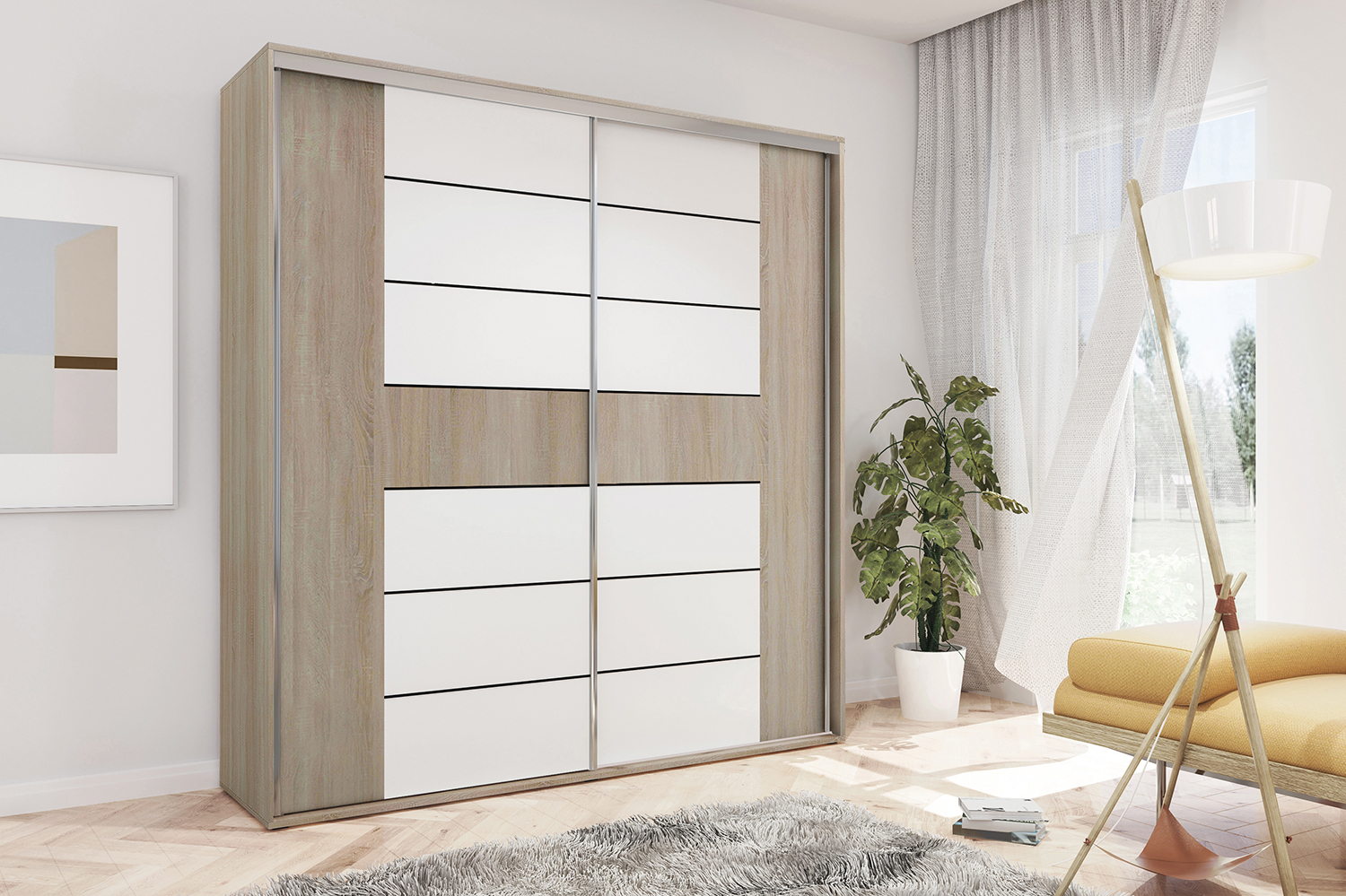 Šatní skříň Ska A18 XL Barva korpusu: Dub - sonoma