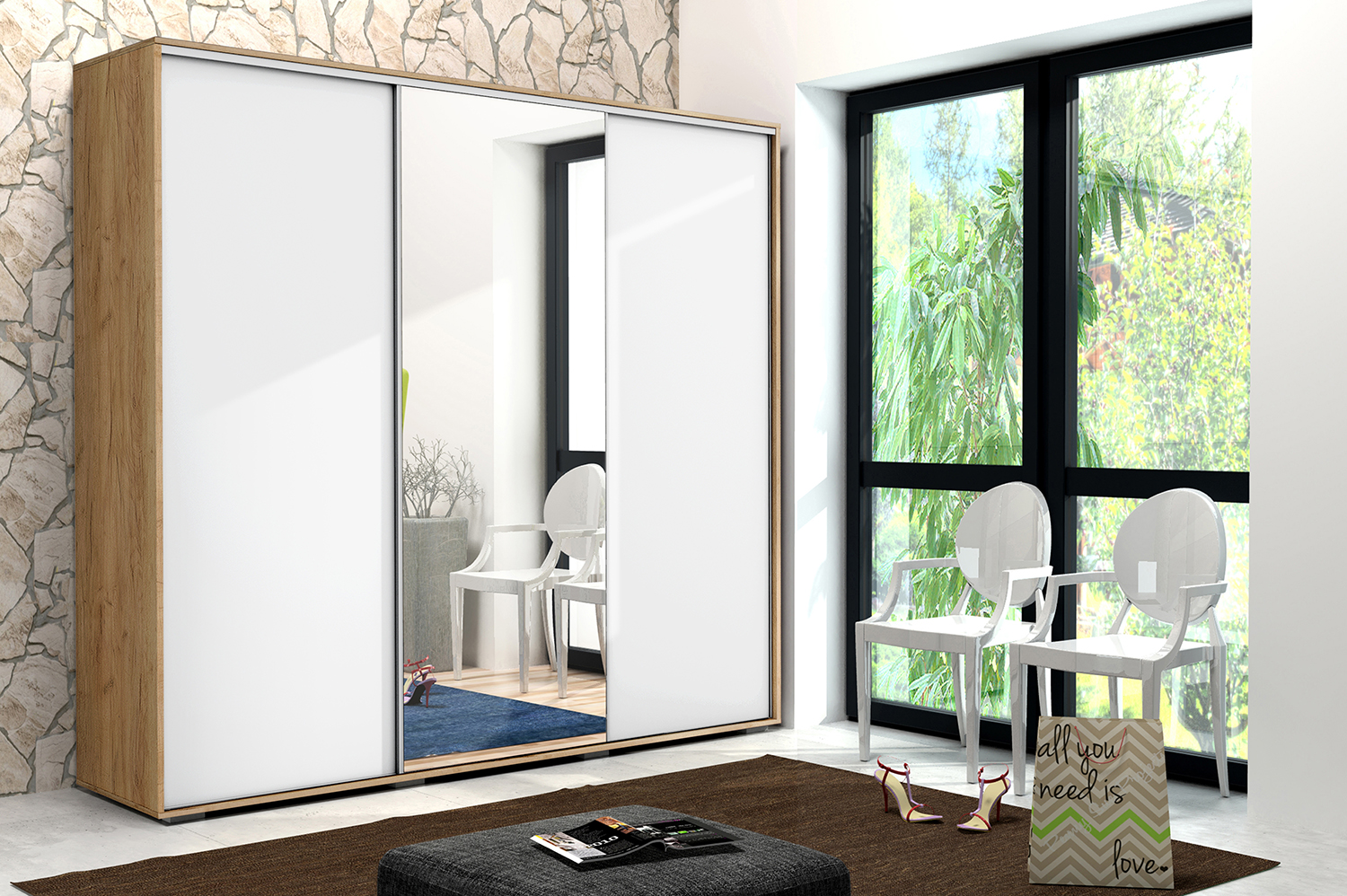 Šatní skříň Ska A25 XL Barva korpusu: Dub - Craft zlatý