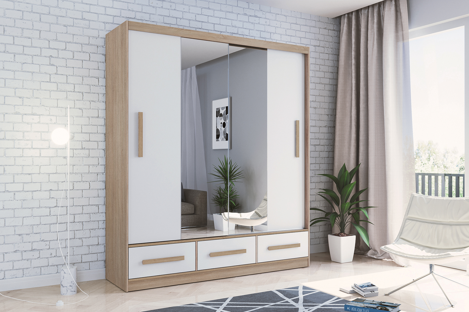 Šatní skříň Ska C1 Barva korpusu: Dub - sonoma