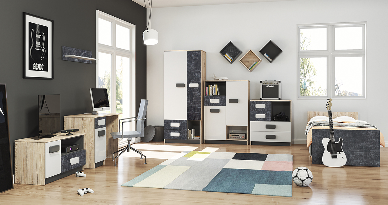 Šatní skříň Tobi T11 - grafit Barva korpusu: Grafit