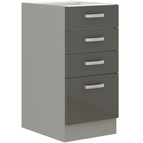 Skříňka 40 D 4S BB Barva korpusu: Šedá + Šedý lesk (Šedá)