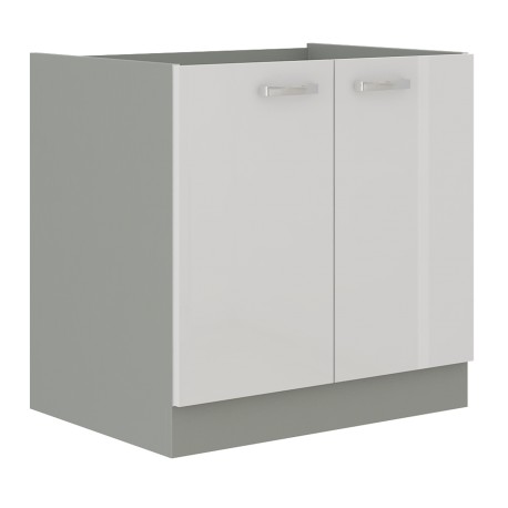 Skříňka 80 D 2F BB Barva korpusu: Šedá + Bílý lesk (Blanka)