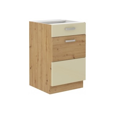 Spodní skříňka Artisan 50 D 1F 1S BB Barva korpusu: Dub Artisan + Krémový lesk