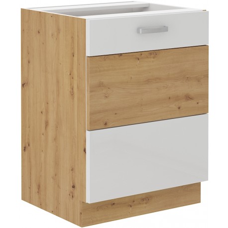 Spodní skříňka Artisan 60 D 1F BB Barva korpusu: Dub Artisan + Bílý lesk