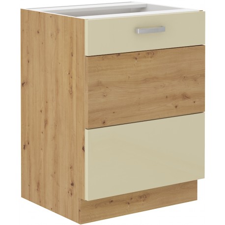 Spodní skříňka Artisan 60 D 1F BB Barva korpusu: Dub Artisan + Krémový lesk