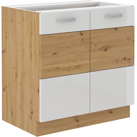 Spodní skříňka Artisan 80 D 2F BB Barva korpusu: Dub Artisan + Bílý lesk