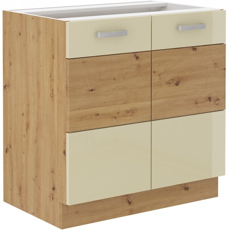 Spodní skříňka Artisan 80 D 2F BB Barva korpusu: Dub Artisan + Krémový lesk