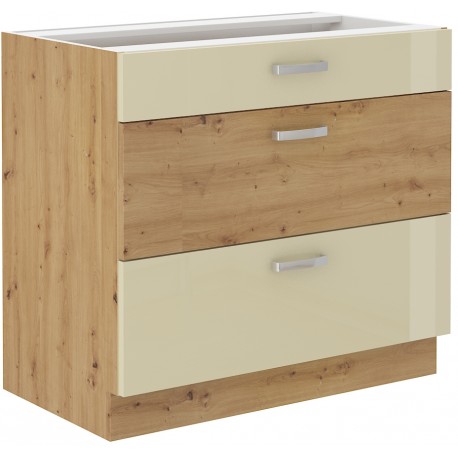 Spodní skříňka Artisan 80 D 3S BB Barva korpusu: Dub Artisan + Krémový lesk
