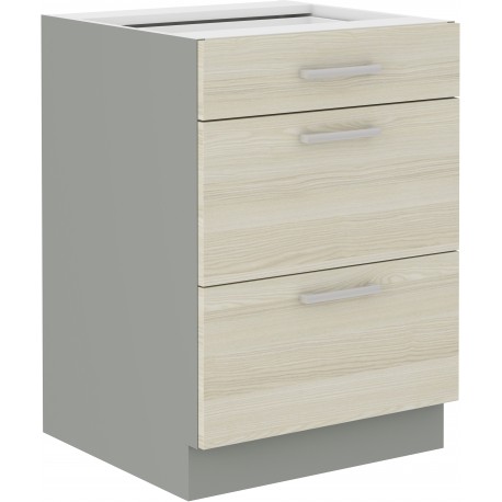 Spodní skříňka Eko 60 D 3S BB Barva korpusu: Šedá platina + Akacja