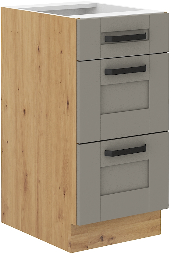 Spodní skříňka Luna 40 D 3S BB Barva korpusu: Clay Grey + Dub artisan