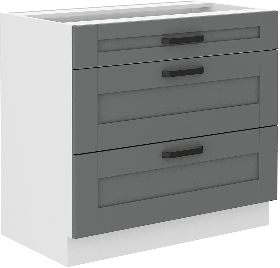 Spodní skříňka Luna 80 D 3S BB Barva korpusu: Dust Grey + Bílá