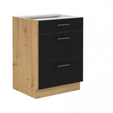 Spodní skříňka Modena 60 D 3S BB Barva korpusu: Dub Artisan + Černý mat