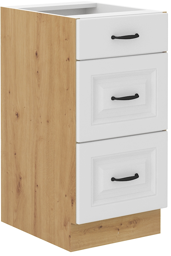 Spodní skříňka Stilo 40 D 3S BB Barva korpusu: Bílá + Dub artisan