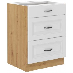 Spodní skříňka Stilo 60 D 3S BB Barva korpusu: Bílá + Dub artisan