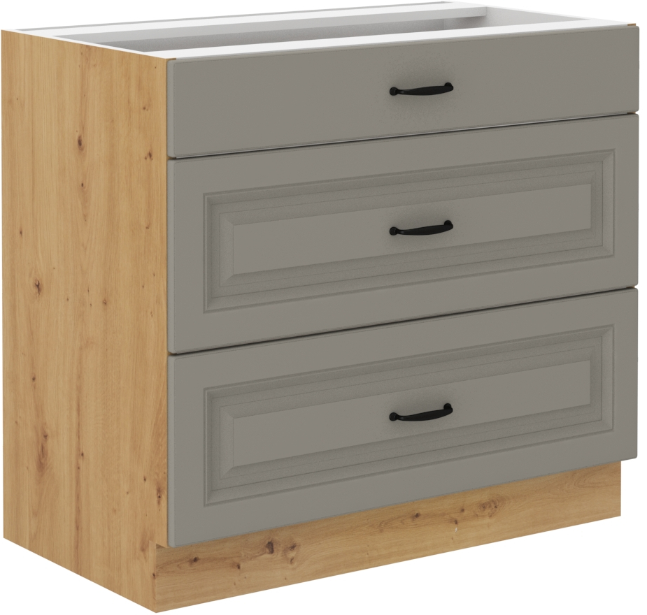 Spodní skříňka Stilo 80 D 3S BB Barva korpusu: Clay Grey + Dub artisan