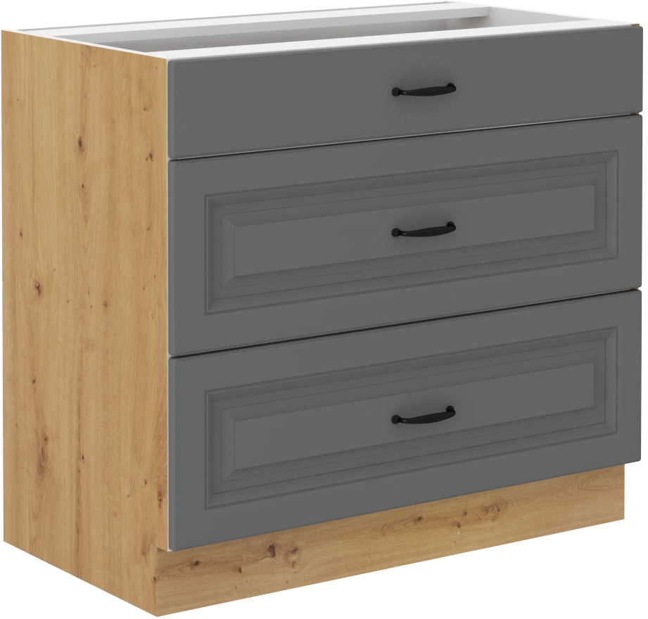 Spodní skříňka Stilo 80 D 3S BB Barva korpusu: Dust Grey + Dub artisan