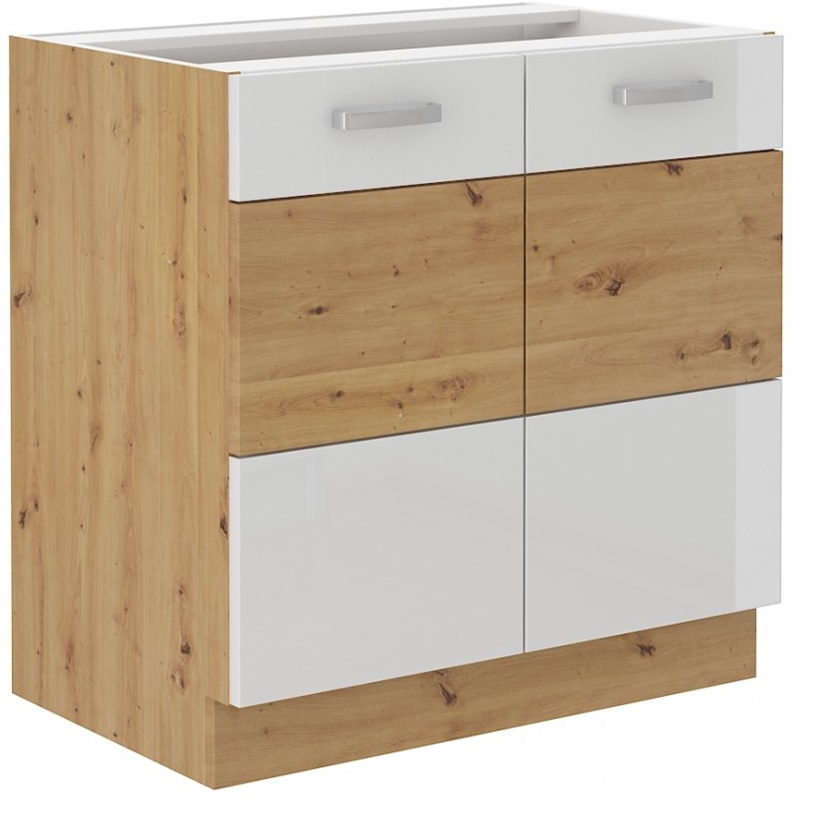 Spodní skříňka pod dřez Artisan 80 ZL 2F BB Barva korpusu: Dub Artisan + Bílý lesk