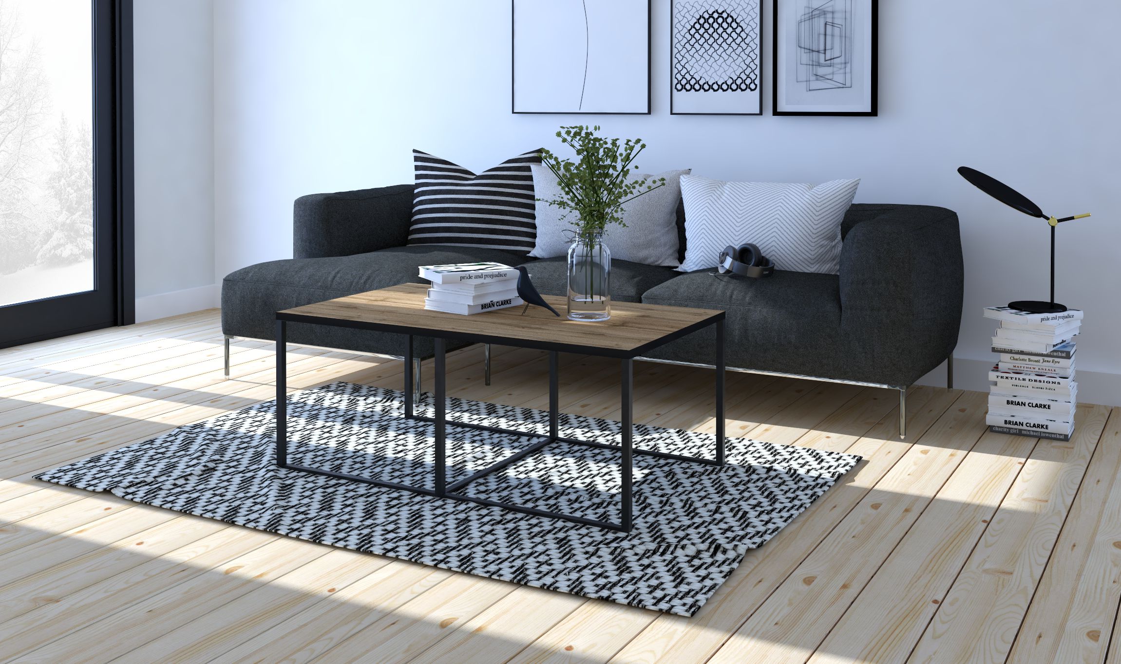 Stolek Barbo II Barva korpusu: Dub Wotan + černá