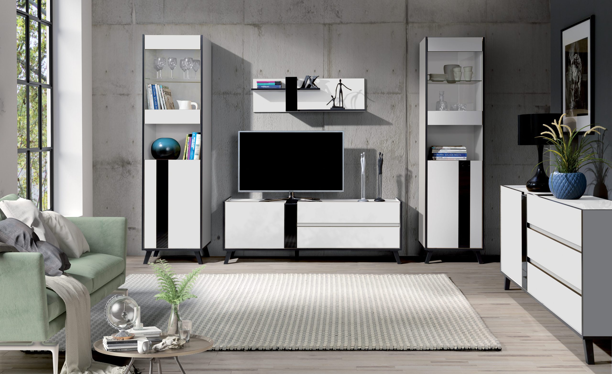 Vitrína Flix 1L Barva korpusu: Bílá + černá