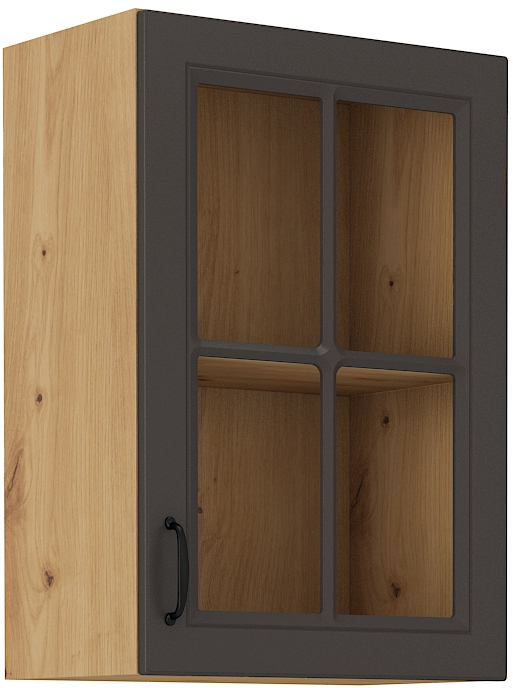 Horní prosklená skříňka Stilo 40 GS-72 1F Barva korpusu: Grafit + Dub artisan