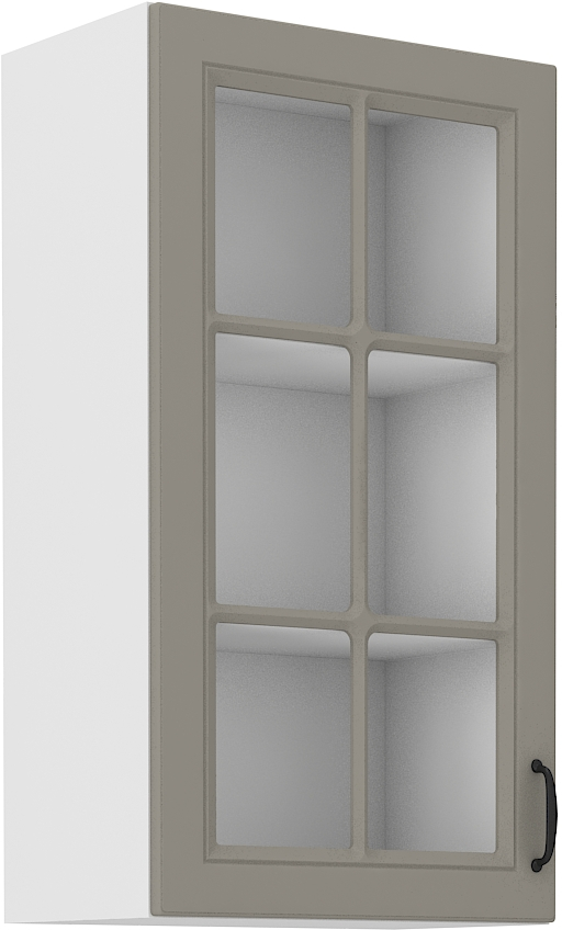 Horní prosklená skříňka Stilo 40 GS-90 1F Barva korpusu: Clay Grey + Bílá