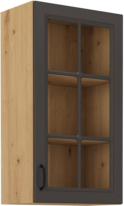 Horní prosklená skříňka Stilo 40 GS-90 1F Barva korpusu: Grafit + Dub artisan