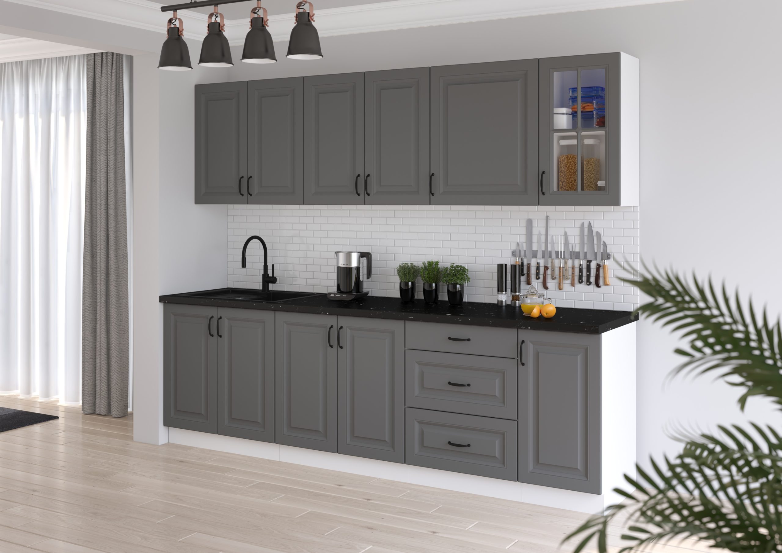 Kuchyňská linka 260 cm Stilo 3 Barva korpusu: Dust Grey + Bílá