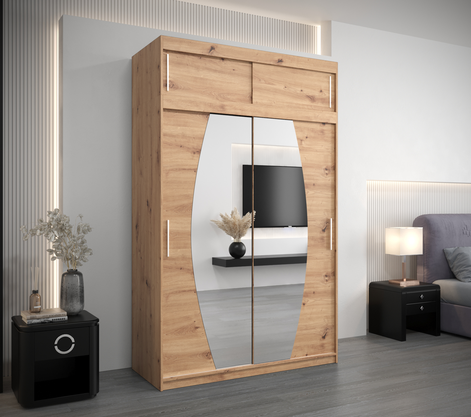 Šatní skříň Abi E0 s nástavcem Barva korpusu: Dub - Artisan