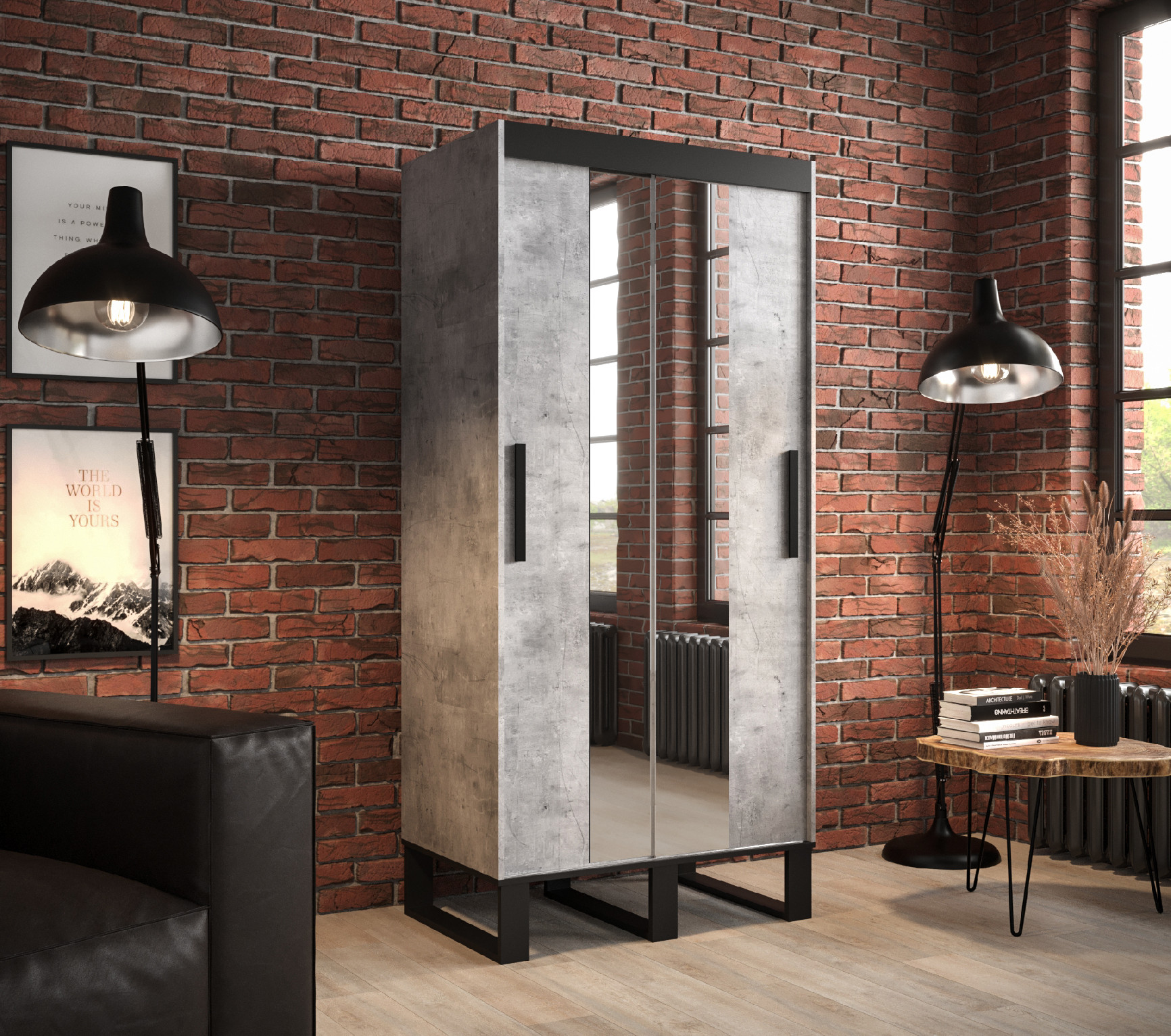 Šatní skříň Abi Loft T1 Barva korpusu: Beton